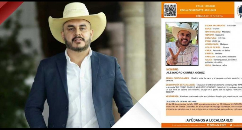 DESAPARECE ALEJANDRO CORREA, EXALCALDE DE ZINAPÉCUARO, MICHOACÁN: ESTO ES LO QUE SE SABE DEL CASO