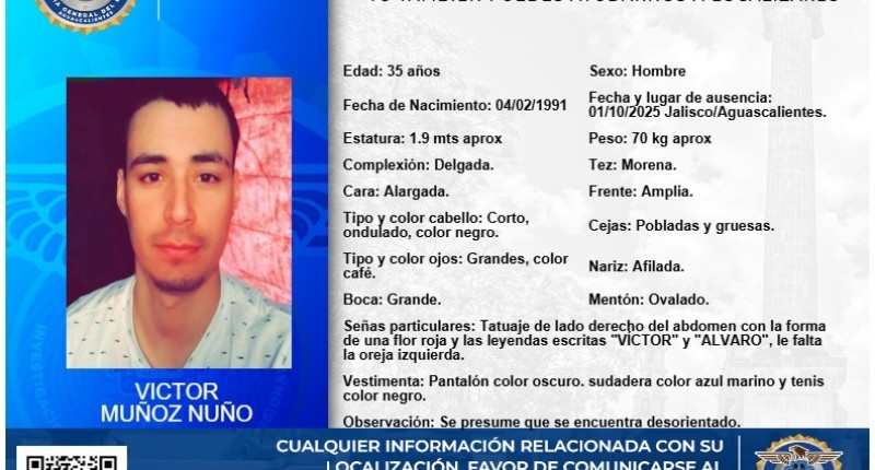 DE BUSCA A VÍCTOR MUÑOZ NUÑO