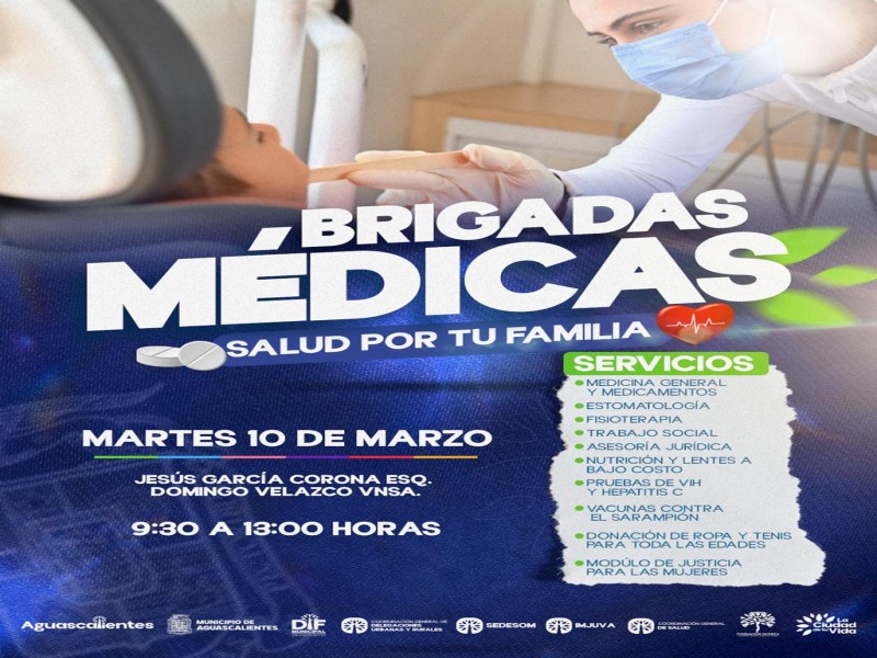 DIF MUNICIPAL DE AGS LLEVARÁ BRIGADAS MÉDICAS GRATUITAS A SOLIDARIDAD I Y VNSA