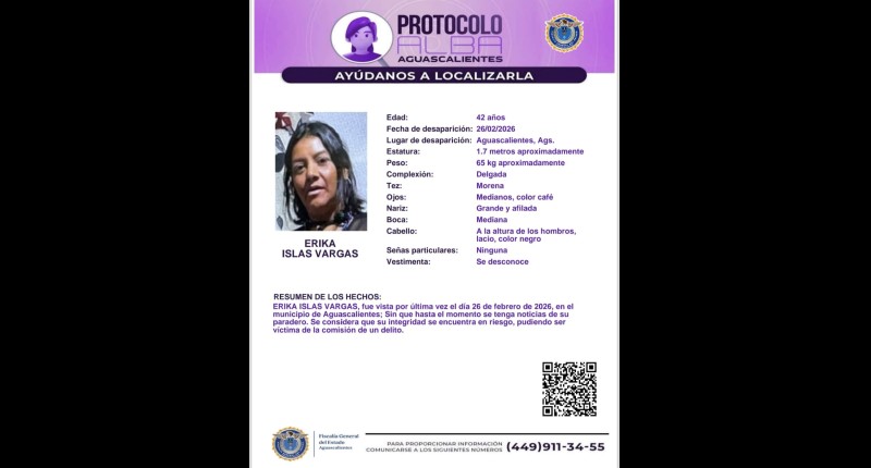 SE BUSCA A JESÚS OLMOS MUÑOZ Y A ERIKA ISLAS VARGAS