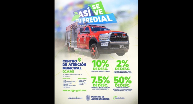 INVITA ALCALDE DE AGS, LEO MONTAÑEZ, A APROVECHAR LOS ÚLTIMOS DÍAS DE DESCUENTO EN EL PREDIAL