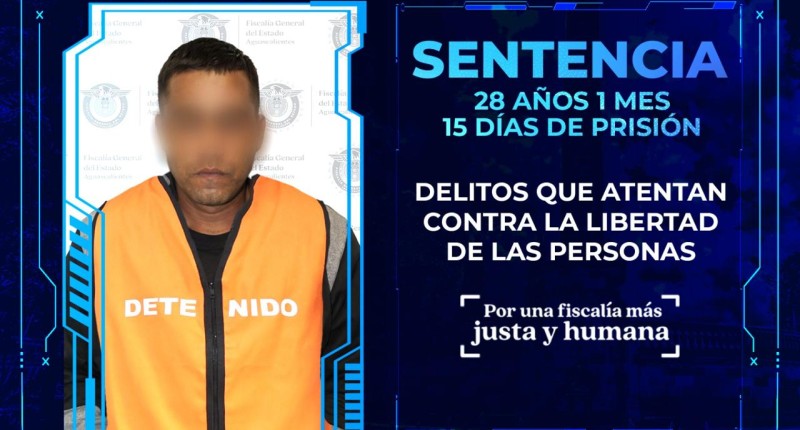 EN AGS SENTENCIAN A MÁS DE 28 AÑOS DE PRISIÓN A SUJETO QUE PRIVÓ DE LA LIBERTAD Y GOLPEÓ A UNA PERSONA