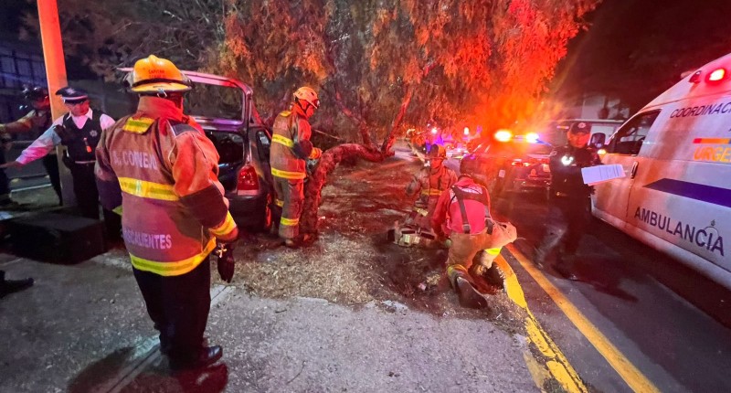 BOMBEROS RESCATAN A MUJER DE 67 AÑOS QUE QUEDÓ ATRAPADA TRAS SUBIRSE A UN CAMELLÓN EN COLINAS DEL RÍO, AGS