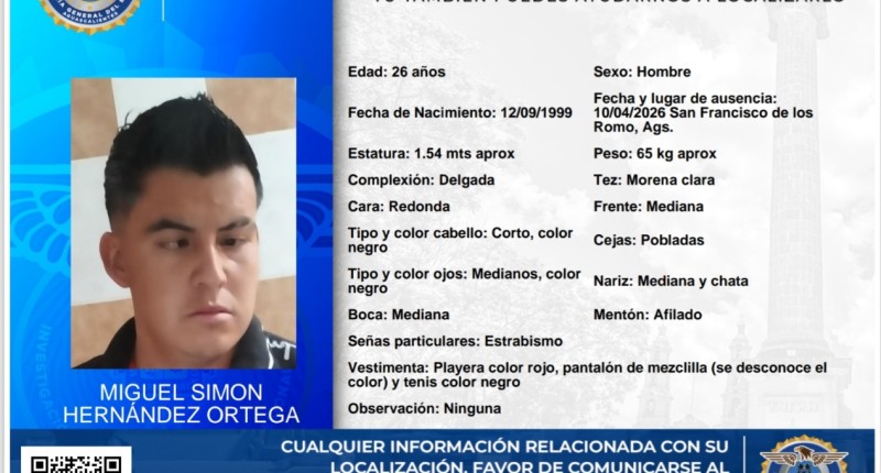 SE BUSCA A MIGUEL SIMÓN HERNÁNDEZ ORTEGA
