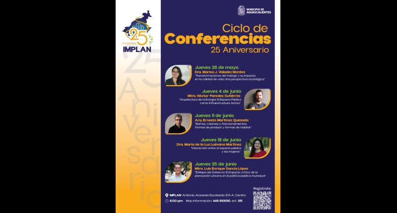 INVITA IMPLAN A CICLO DE CONFERENCIAS CONMEMORATIVAS POR SU 25 ANIVERSARIO